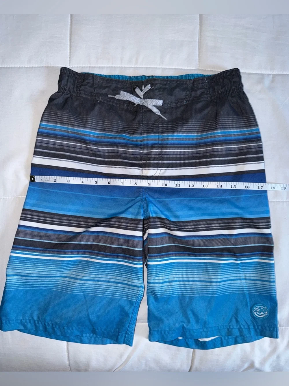 Boys Blue Striped Swim Trunks - Large
